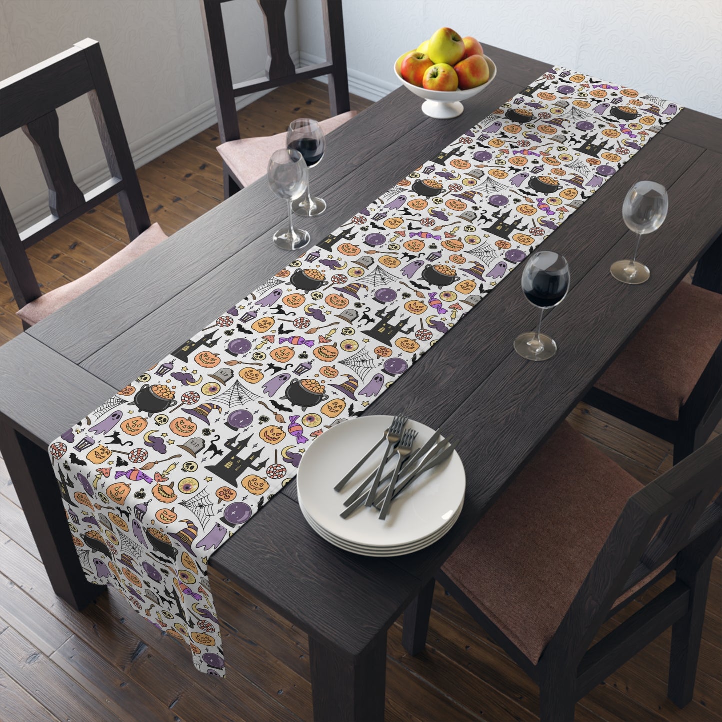 Halloween Decorations | Festive Holiday Themed Kitchen Dining Table Decor | Table Runner | Far Out Prints Co.