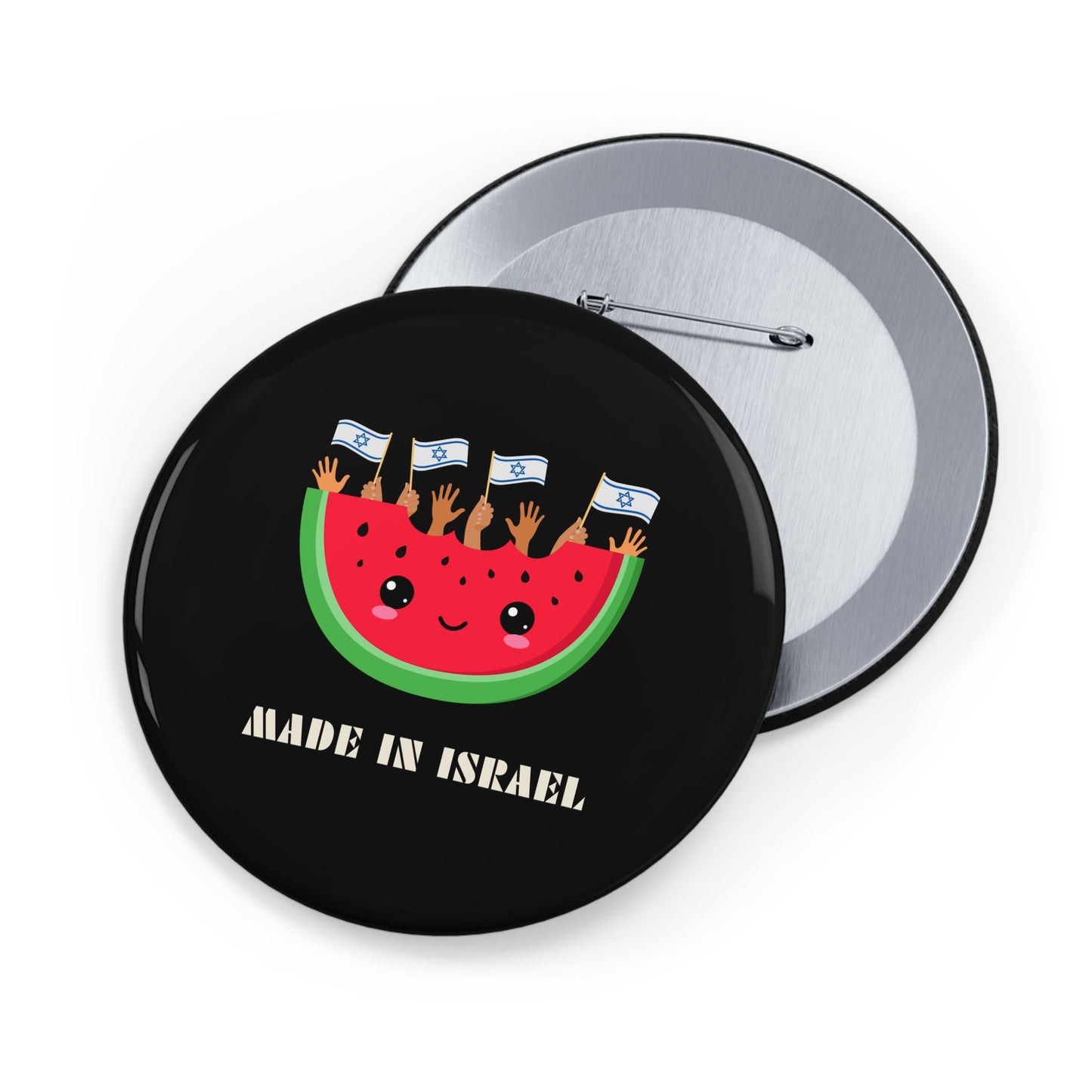 Made in Israel Watermelon - Pin Buttons Pins - Israel Israeli Jewish Judaism Judaica - by Far Out Prints & Co.
