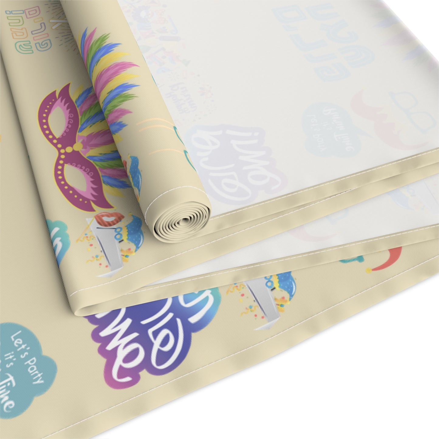 Happy Purim Pattern | Israel Israeli Judaism Judaica Jewish Holiday Themed | Table Runner | by Far Out Prints & Co.