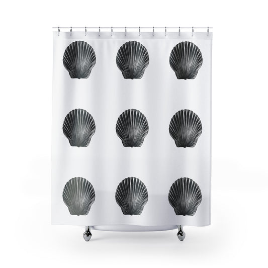 Shower Curtains: Unique Sea Shell Sketch Design, Perfect for Marine Life Enthusiasts, Bathroom Decor, Ocean Lover's Gift