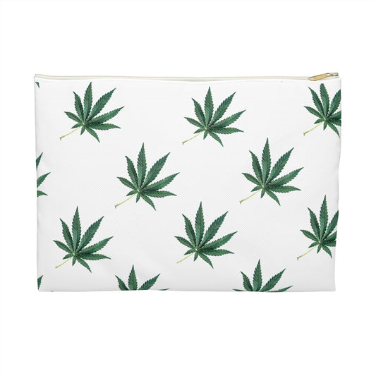 Marijuana Pattern - Accessory Pouch White - Embrace Hebrew Slang - Stoner Cannabis Weed Jewish Israeli Israel - by Far Out Prints & Co.