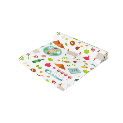 Happy Passover | Israel Israeli Judaism Judaica Jewish Holiday Themed | Table Runner | by Far Out Prints & Co.