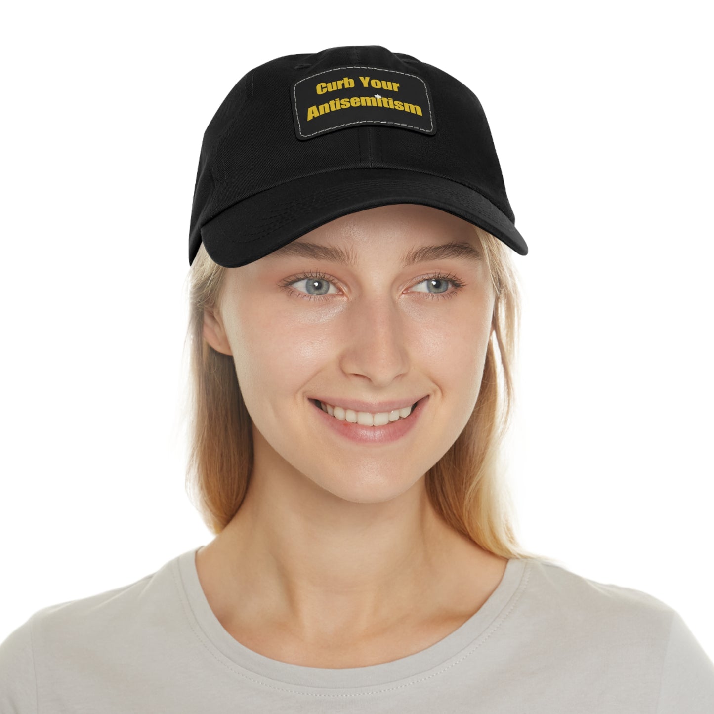Curb Your Antisemitism Dad Hat with Leather Patch - Stand Against Hate And Discrimination - Israel Israeli Jewish Judaism