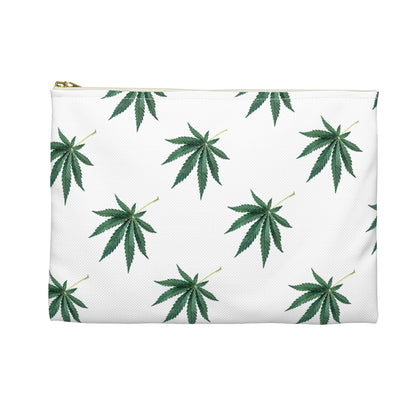 Marijuana Pattern - Accessory Pouch White - Embrace Hebrew Slang - Stoner Cannabis Weed Jewish Israeli Israel - by Far Out Prints & Co.