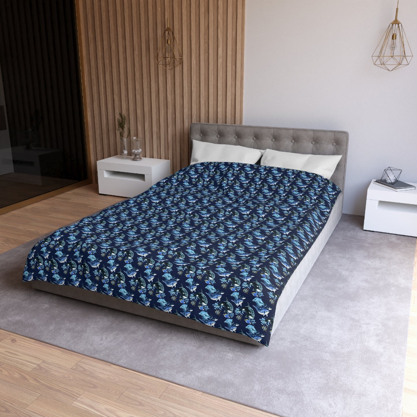 Duvet Cover Blanket for Him or Her Gift Ocean Lover Present Orca Killer Whale Dolphin Pattern Free Willy Gladys Sea Creatures Kids Adults