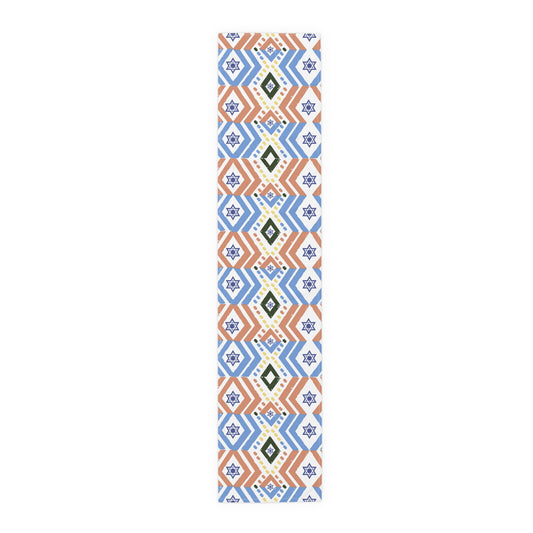 Jewish Bold Vibrant Colors | Jewish Holiday Themed | Table Runner | by Far Out Prints & Co.