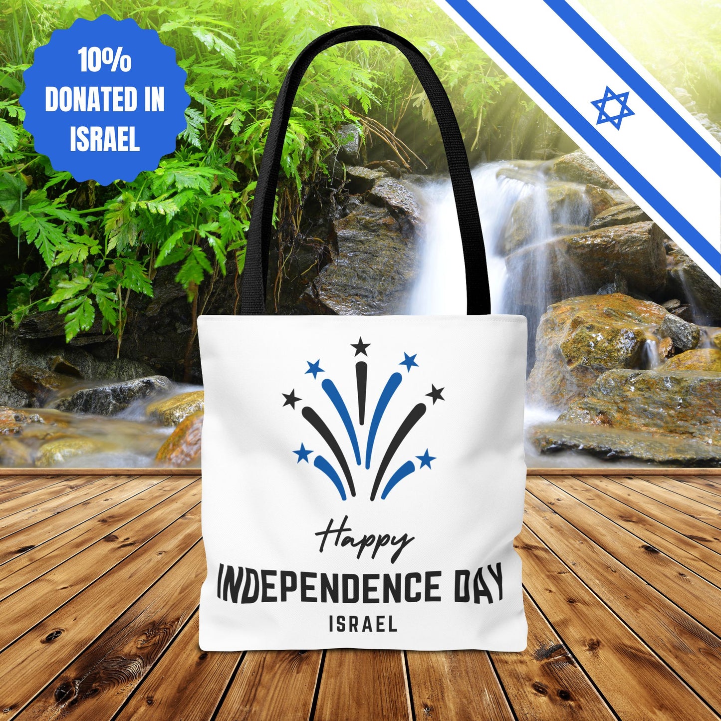 Happy Independence Day Israel | Tote Bag | Judaism Judaica Jewish Israeli Zionist Zionism | by Far Out Prints & Co.