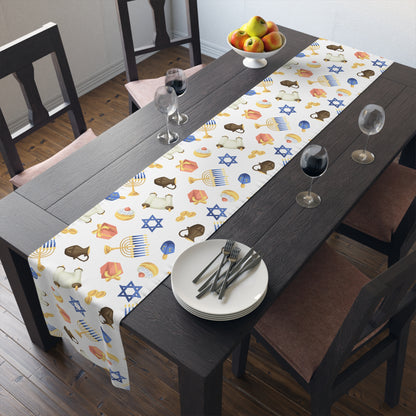 Hannukah Hanuka Hanukkah Chanukah Chanuka Chanukkah Channukah Chanukka 3 | Jewish Holiday Themed | Table Runner