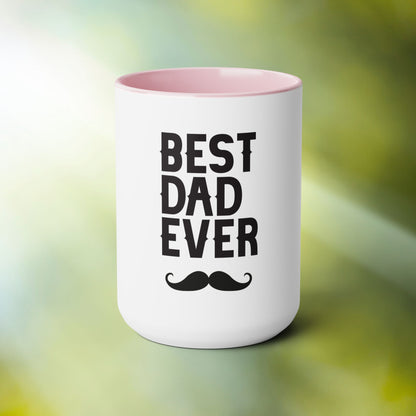 Best Dad Ever - 15oz Two-Tone Coffee Mugs - Funny Creative Mugs Fathers Day Gifts Birthday Husband Gift Him Her - Far Out Prints & Co.