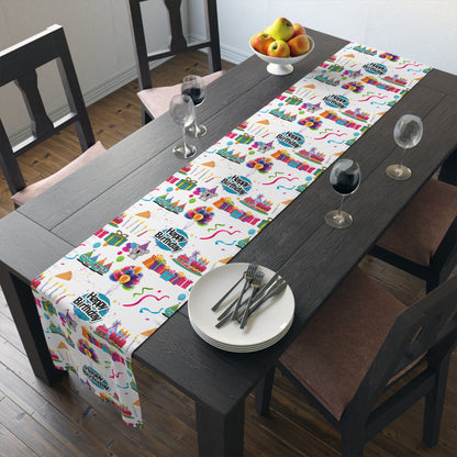 Happy Birthday Cake and Fun Pattern | Table Runner | Far Out Prints & Co.