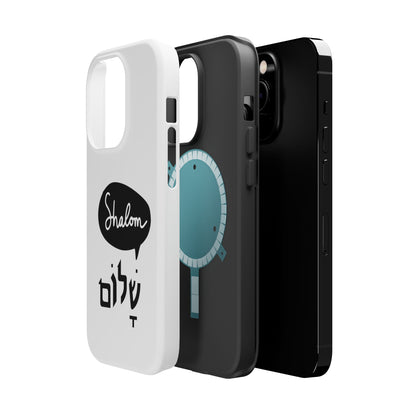 Shalom MagSafe Tough Phone Cases - Hebrew Israel Israeli Jewish Judaism Judaica - by Far Out Prints & Co.