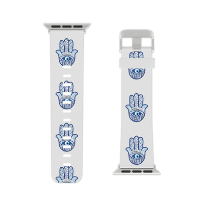 Hamsa Blue Watch Band for Apple Watch by Far Out Prints & Co.