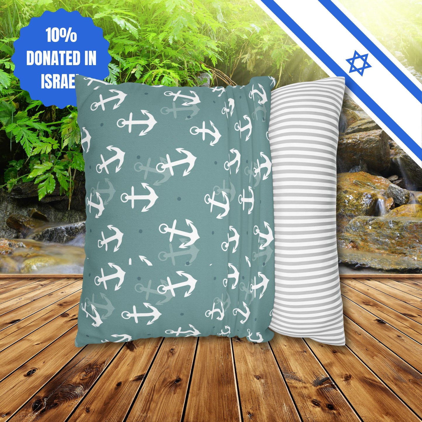 Square Pillowcase Gift Present Him Her His Her Adult Kid Home Decor House Couch Sofa Marine Ocean Conservation Lover Navy Anchors Ocean