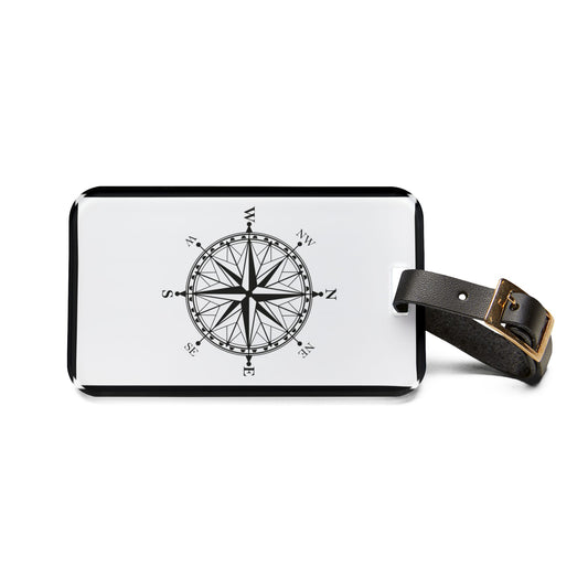 Compass To Adventures | Premium Acrylic and Leather Luggage Tag | by Far Out Prints & Co