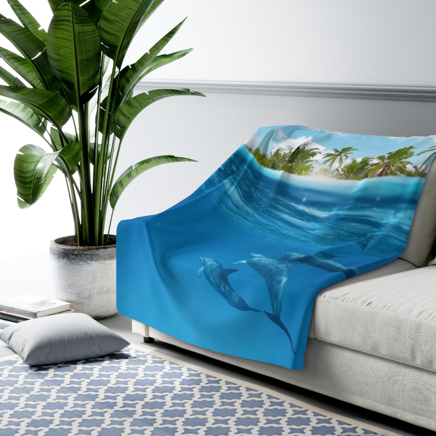 Dolphin Island Sherpa Fleece Blanket