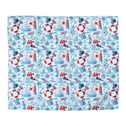 Duvet Cover Blanket for Him Her Gift Ocean Lover Present Orca Killer Whale Dolphin Pattern Navy Nautical Marine Life Sea Kids Adults Comfy