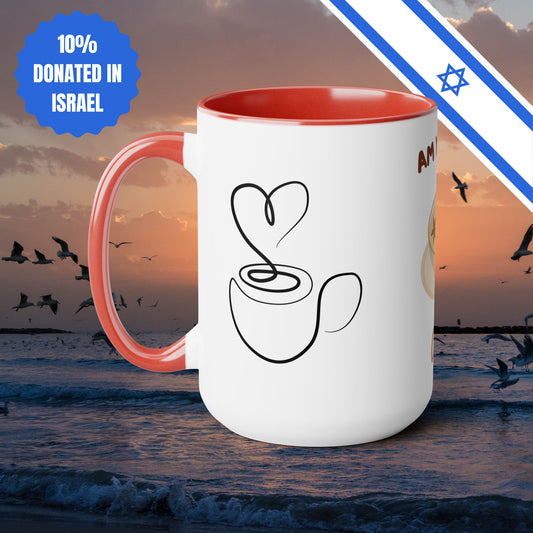 Am Yisrael Chai Love Two-Tone Mug