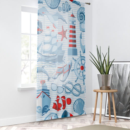 Day At The Beach Ocean Marin Designs | Premium Window Curtain | by Far Out Prints & Co.