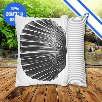 Square Pillowcase Gift Present Him Her His Her Adult Kid Home Decor House Couch Sofa Marine Ocean Conservation Lover Sea Shell Black White