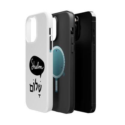 Shalom MagSafe Tough Phone Cases - Hebrew Israel Israeli Jewish Judaism Judaica - by Far Out Prints & Co.