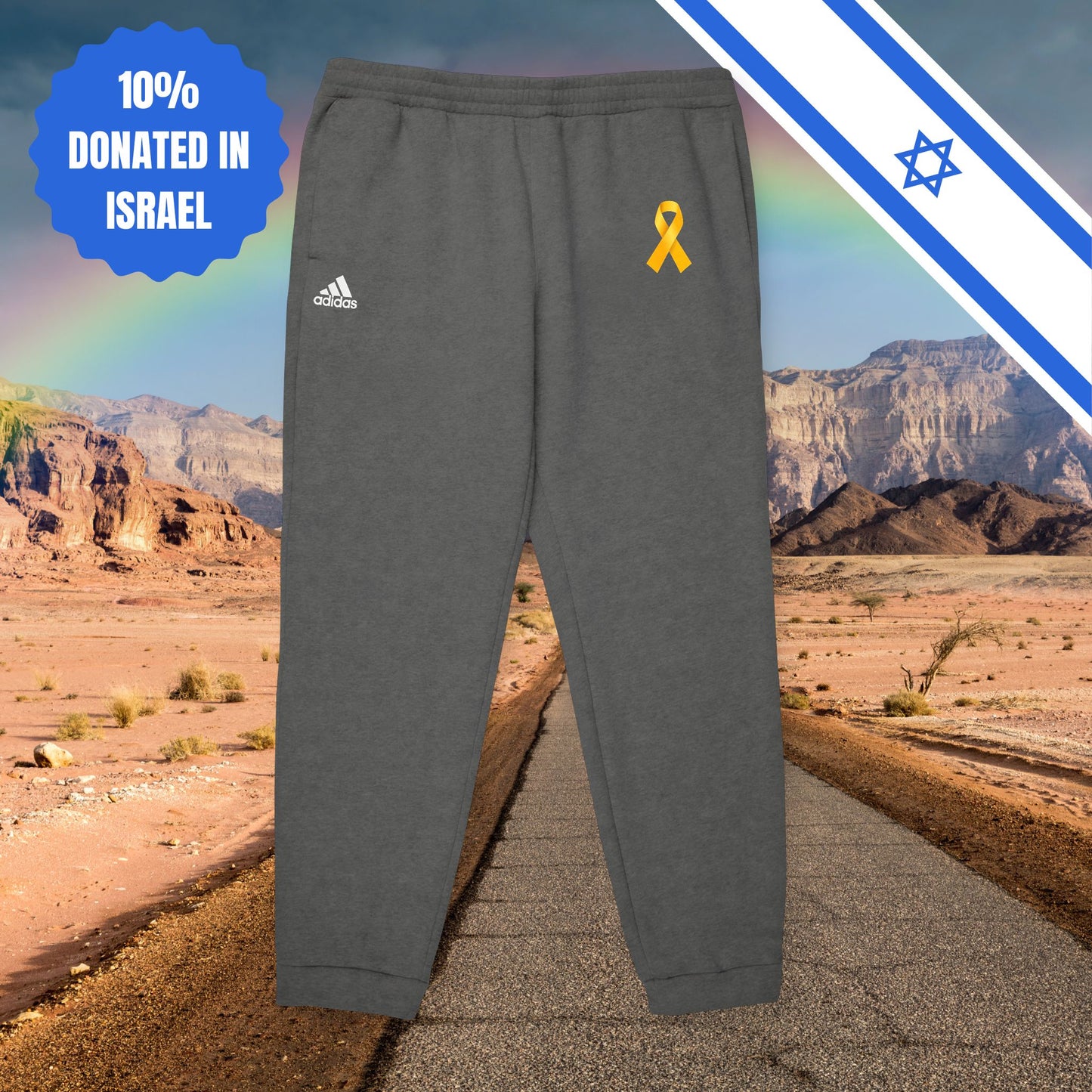 Yellow Ribbon Unisex Fleece Joggers Sports Pyjama Pants House Pants Sport Pants Athleisure Israel Israeli Hebrew Jewish Stand With Us