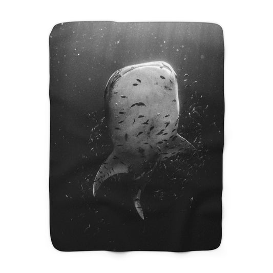 Tiger Shark Black and White Sherpa Fleece Blanket