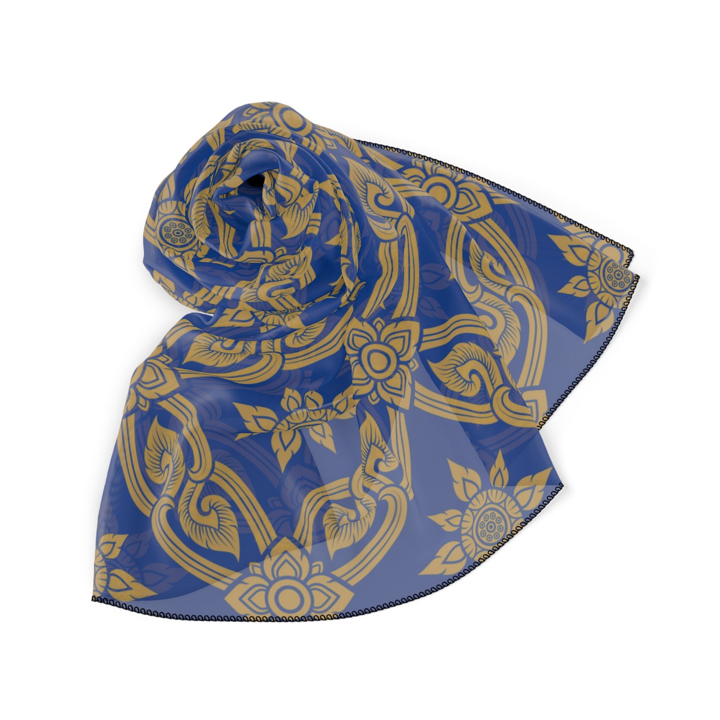 Gold and Dark Blue Design | Jewish Judaism Judaica Israel Israeli Art | Poly Scarf | by Far Out Prints & Co