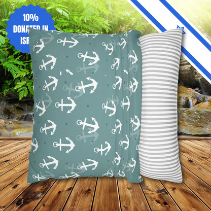 Square Pillowcase Gift Present Him Her His Her Adult Kid Home Decor House Couch Sofa Marine Ocean Conservation Lover Navy Anchors Ocean