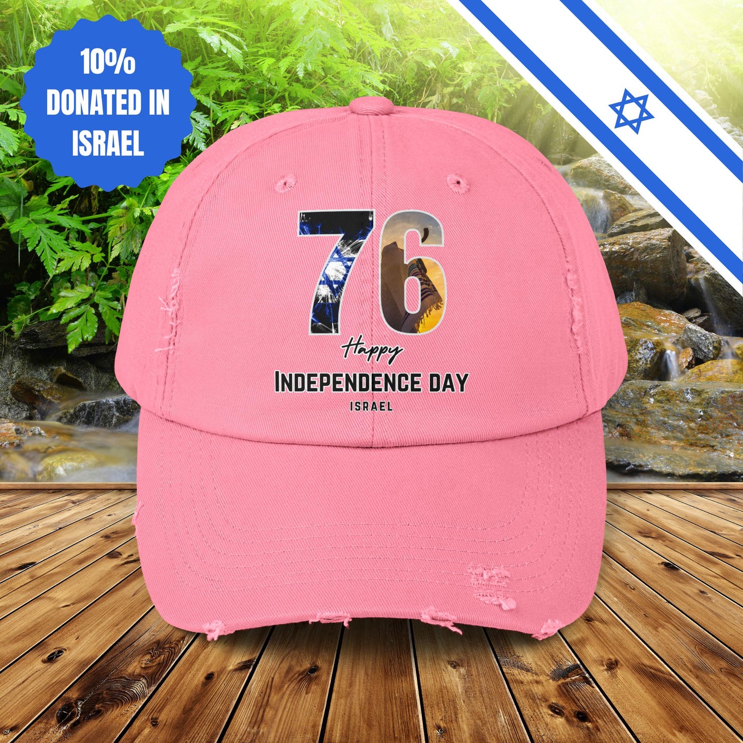 76 Independence Day Israel Hat for Him or Her Unisex Distressed Cap Gift Israel Jewish Present Judaism Israeli Zionist Zionism Cap