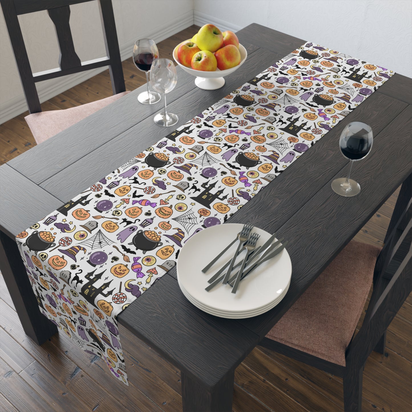 Halloween Decorations | Festive Holiday Themed Kitchen Dining Table Decor | Table Runner | Far Out Prints Co.