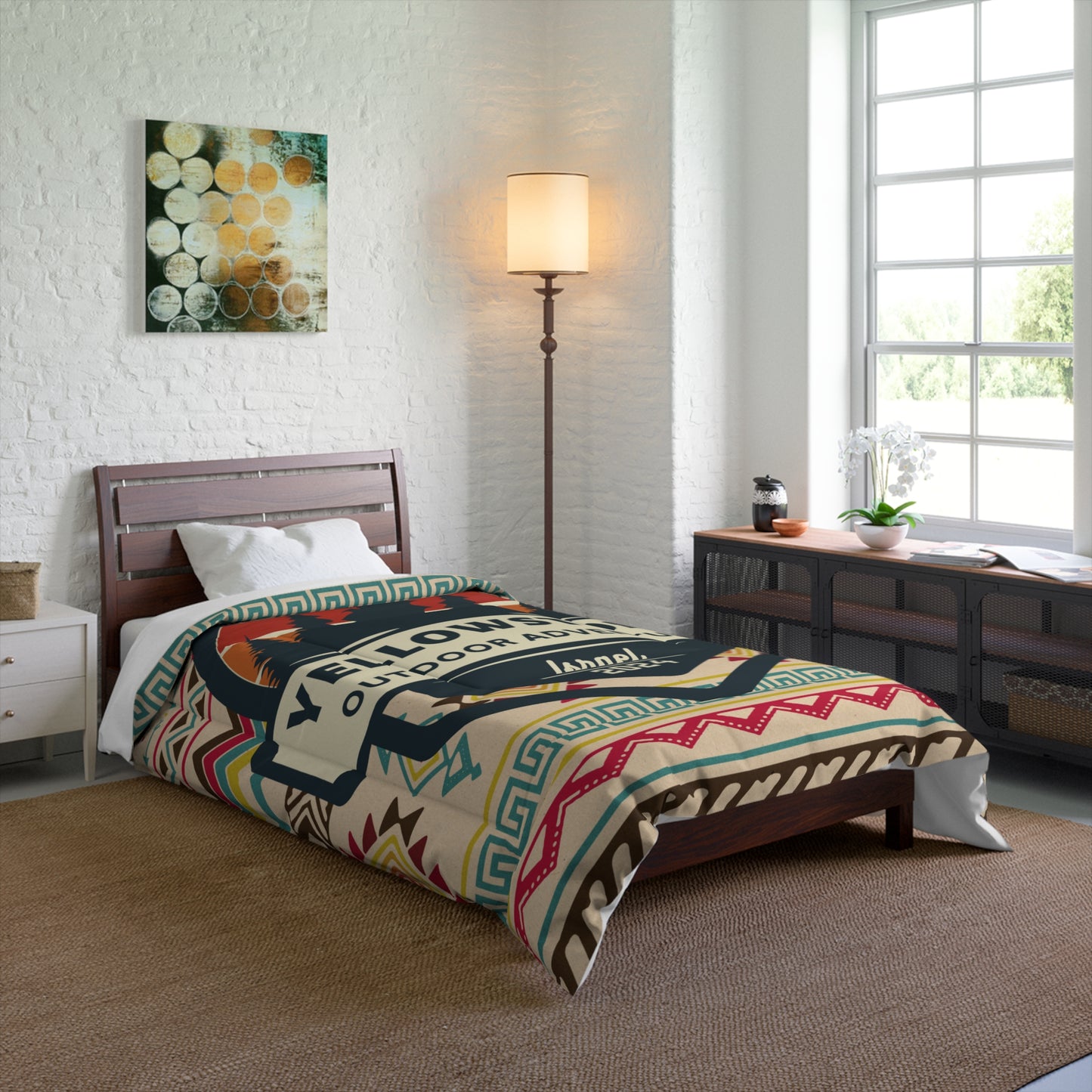 Yellowstone Outdoor Adventure Azteca Comforter by Far Out Prints & Co.