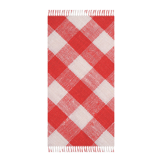 Gingham Red and White Checkered Picnic Style | Boho Beach Cloth | by Far Out Prints & Co.