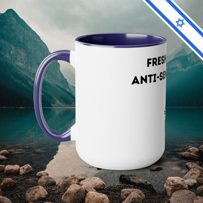 Fresh Brew of anti-Semitic Tears - Two-Tone Coffee Mugs, 15oz - Cafe Lovers - Far Out Prints & Co.