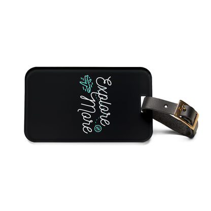Explore More | Premium Acrylic and Leather Luggage Tag | by Far Out Prints & Co