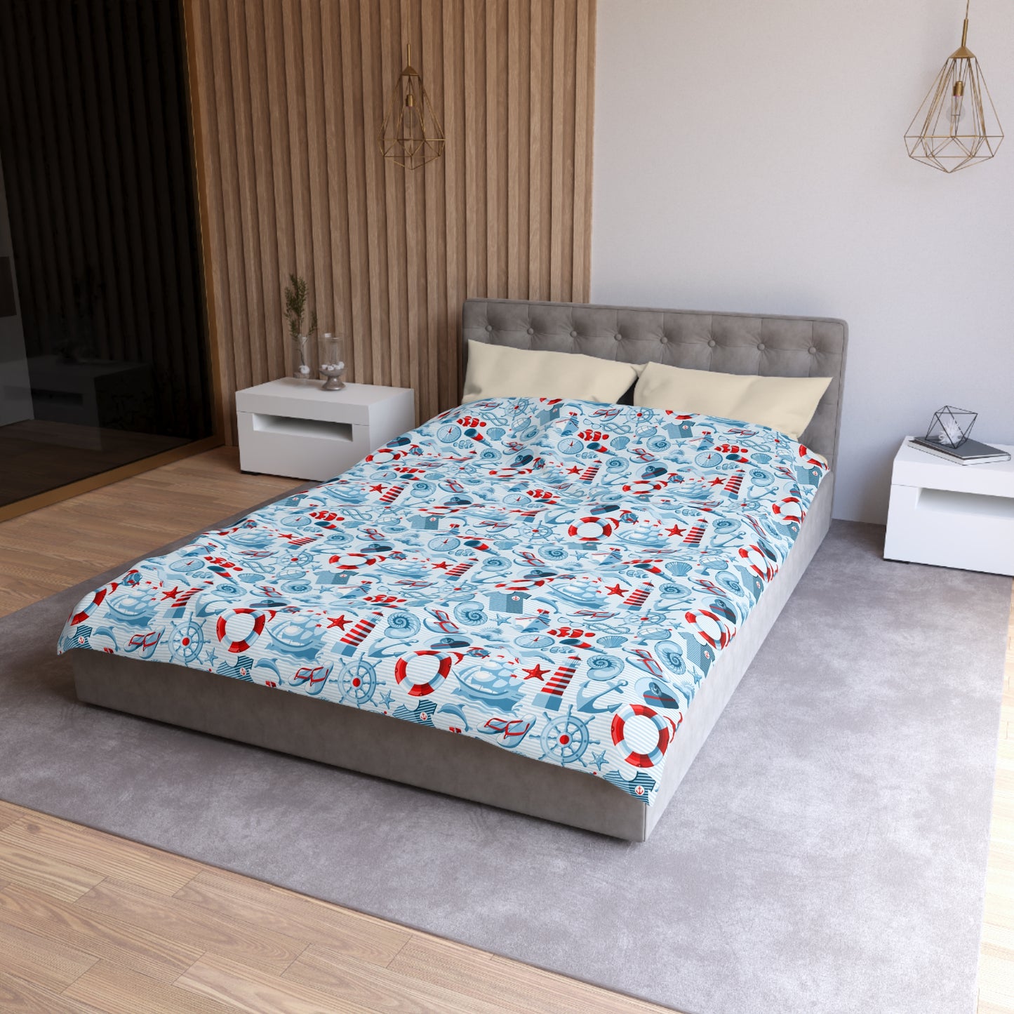 Duvet Cover Blanket for Him Her Gift Ocean Lover Present Orca Killer Whale Dolphin Pattern Navy Nautical Marine Life Sea Kids Adults Comfy