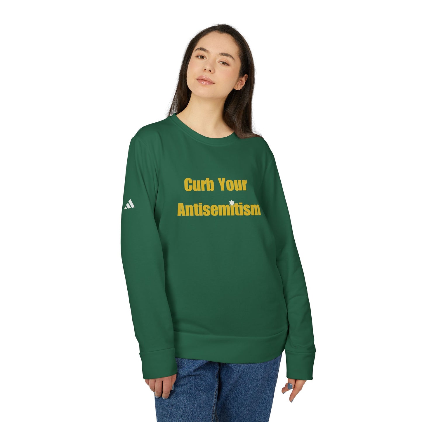 Curb Your Antisemitism Sweatshirt Personalised Customised Israeli Unisex Fleece Crewneck Sweatshirt Jewish Gift Israel Present Stand With Us