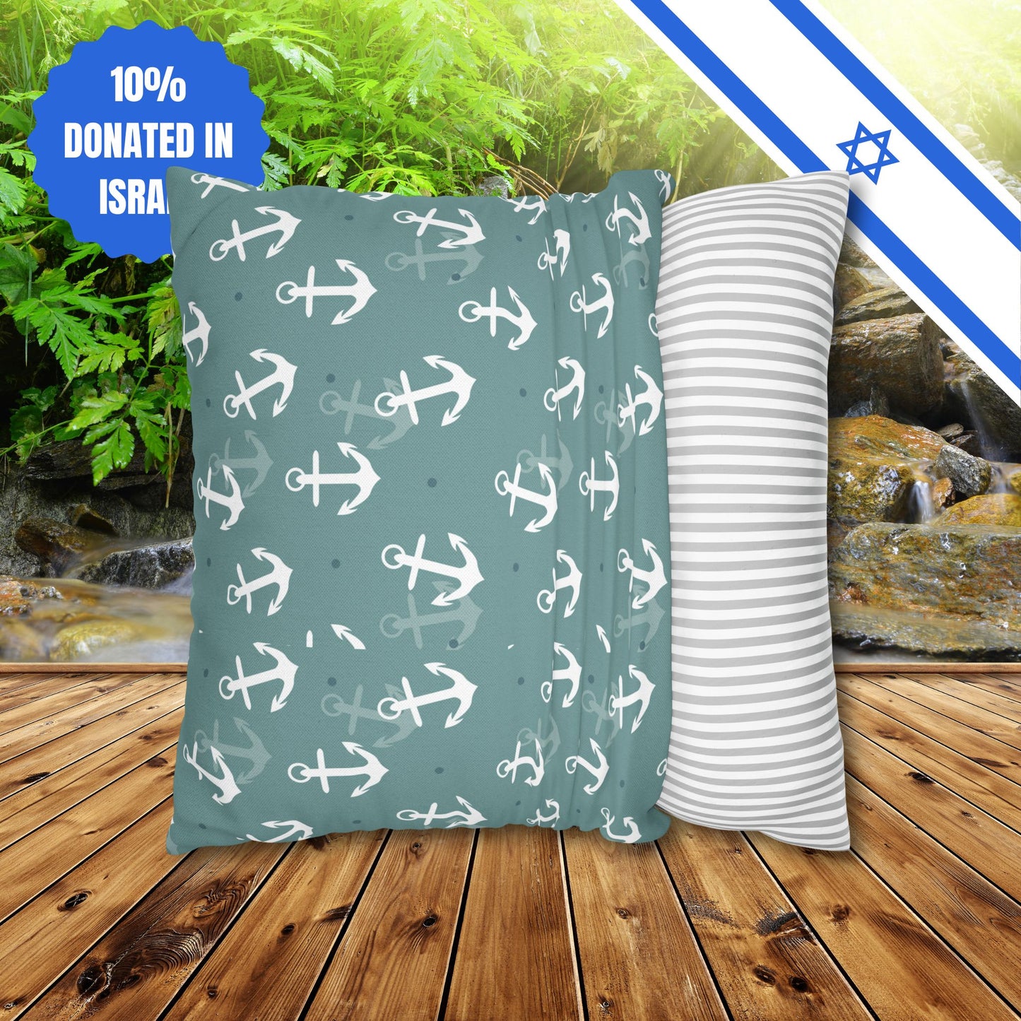 Square Pillowcase Gift Present Him Her His Her Adult Kid Home Decor House Couch Sofa Marine Ocean Conservation Lover Navy Anchors Ocean