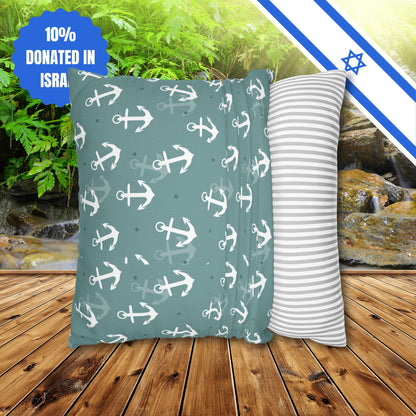 Square Pillowcase Gift Present Him Her His Her Adult Kid Home Decor House Couch Sofa Marine Ocean Conservation Lover Navy Anchors Ocean