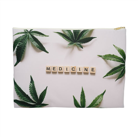 Medicine Cannabis Pattern - Accessory Pouch White - Stoner Cannabis Weed Jewish Israeli Israel - by Far Out Prints & Co.