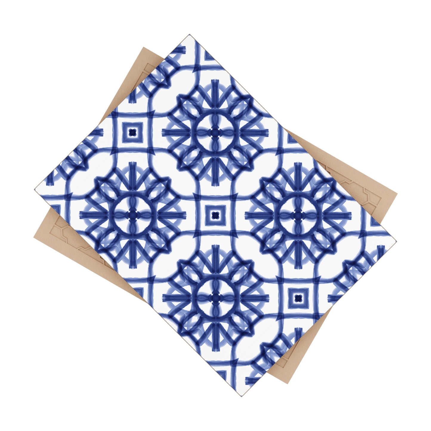 Blue and White Moroccan Design - Jewish Art Judaica Judaism Israel Israeli - Ceramic Photo Tile - Far Out Prints & Co.