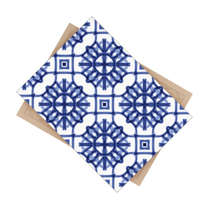 Blue and White Moroccan Design - Jewish Art Judaica Judaism Israel Israeli - Ceramic Photo Tile - Far Out Prints & Co.