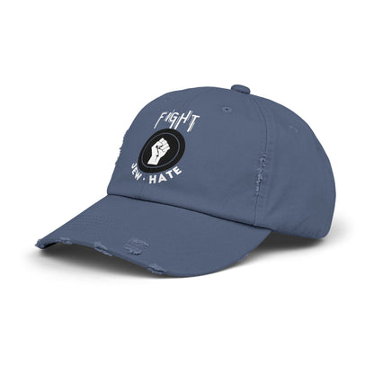 Fight Jew Hate - Unisex Distressed Cap Hats - Jewish Judaism Israel Israeli Zionist Zionism Stand With Us Fight Hate - Far Out Prints & Co.