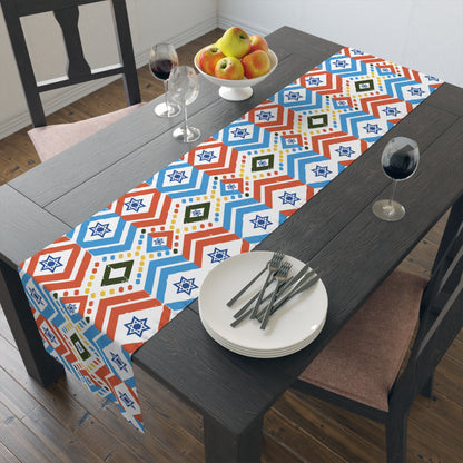 Jewish Bold Vibrant Colors | Jewish Holiday Themed | Table Runner | by Far Out Prints & Co.