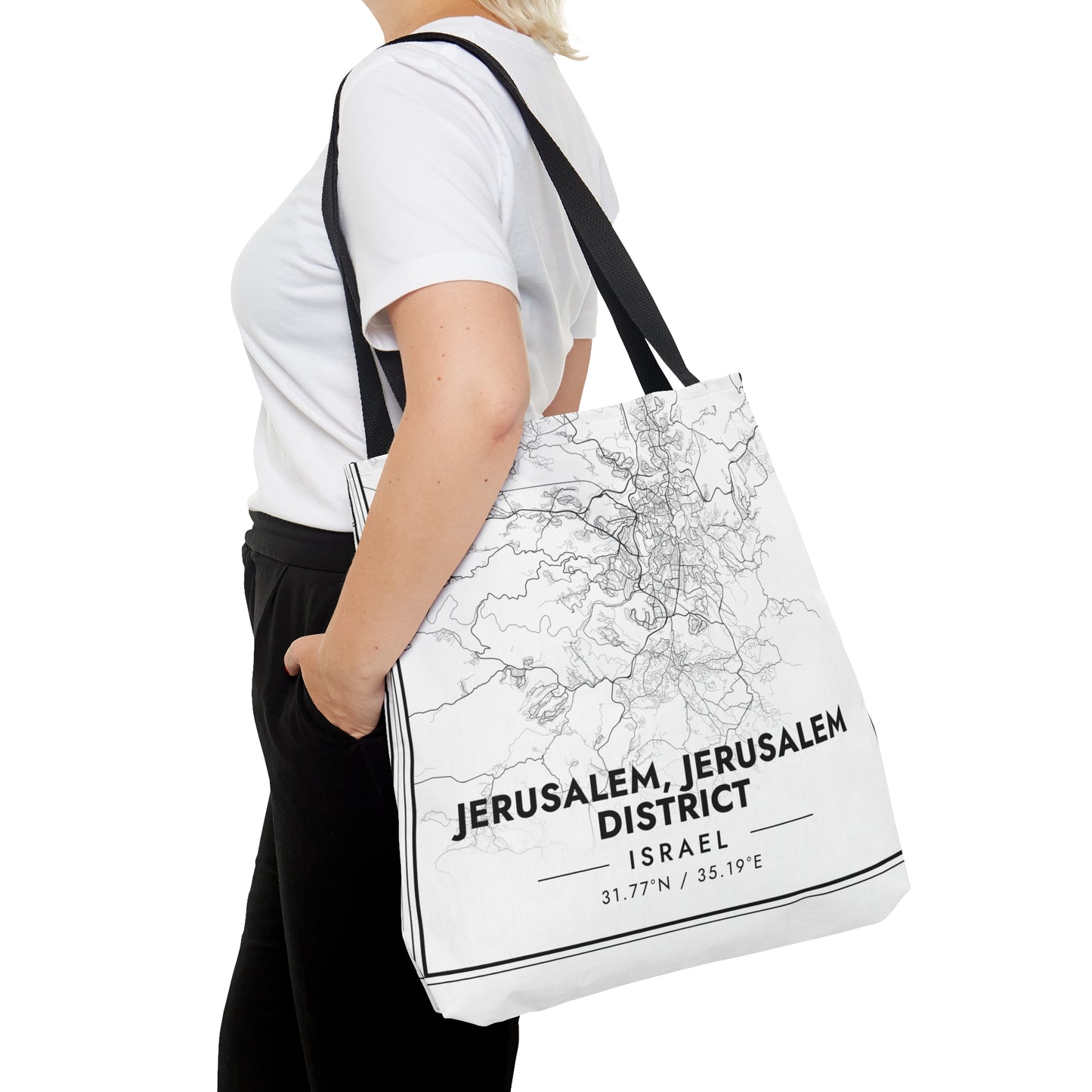 Map of Jerusalem |  Hebrew Israel Judaica Jewish Israeli | Tote Bag (AOP) | Far Out Prints & Co.
