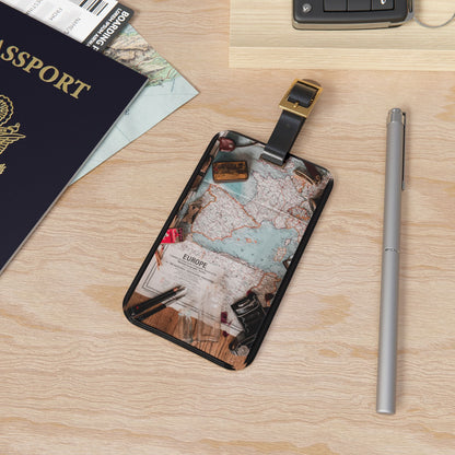 Euro Trip World Map | Premium Acrylic and Leather Luggage Tag | by Far Out Prints & Co
