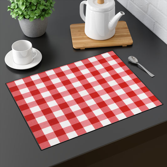Checkered Red and White Placemat, 1pc -  by Far Out Prints & Co.
