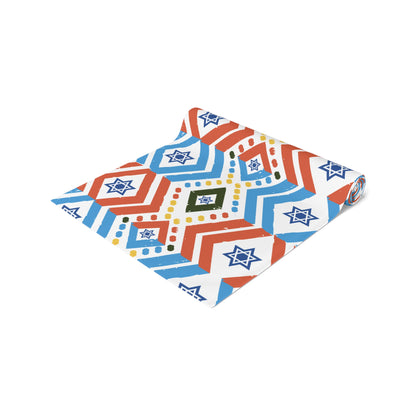 Jewish Bold Vibrant Colors | Jewish Holiday Themed | Table Runner | by Far Out Prints & Co.