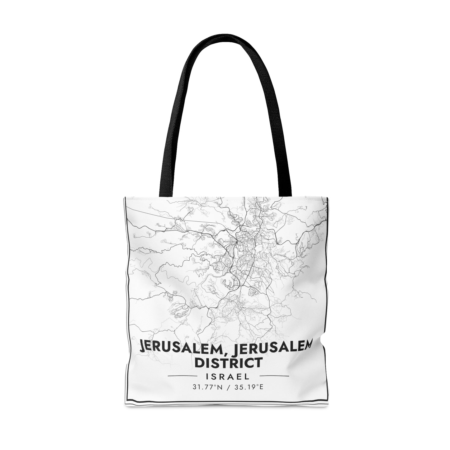 Map of Jerusalem |  Hebrew Israel Judaica Jewish Israeli | Tote Bag (AOP) | Far Out Prints & Co.
