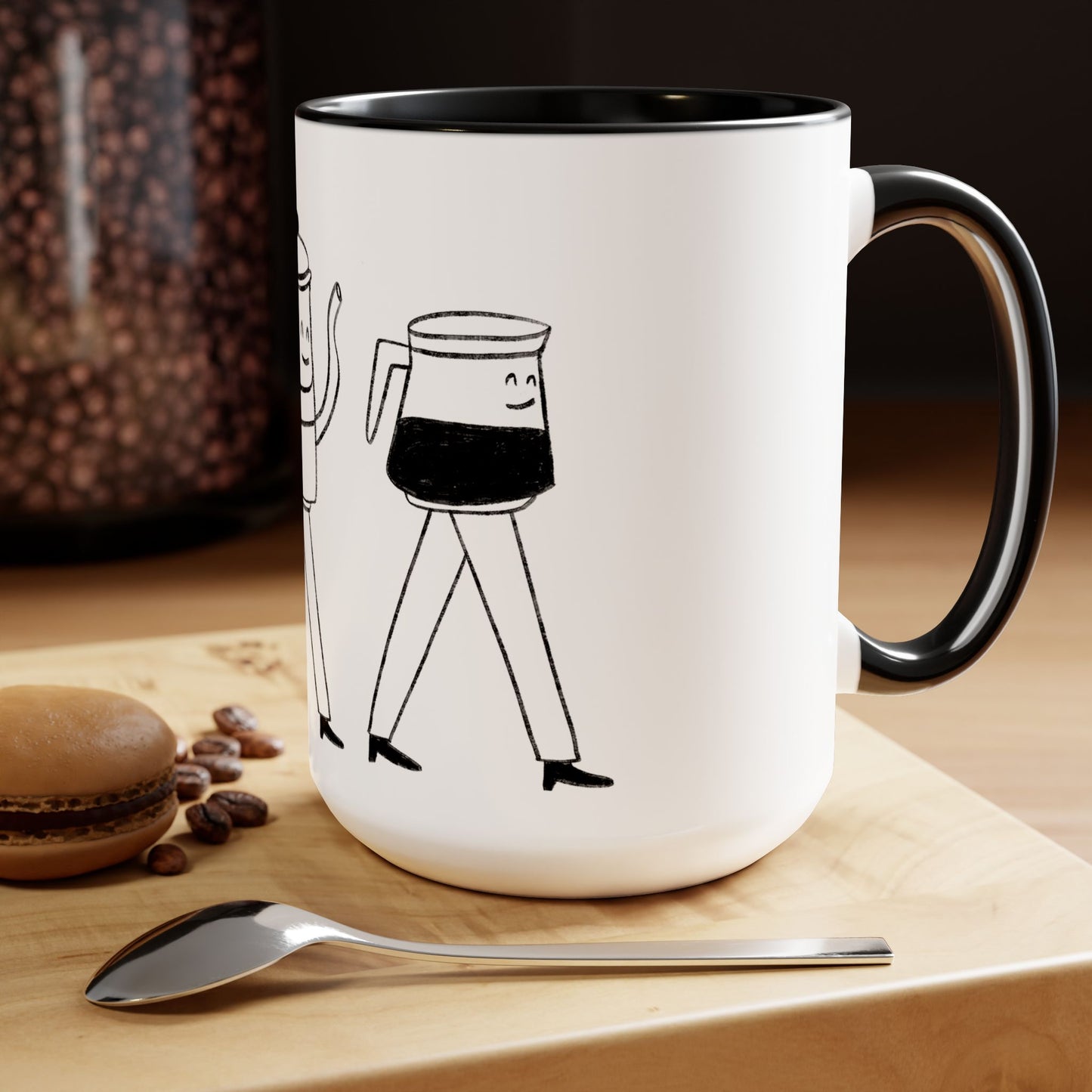 Coffee Road - Two-Tone Coffee Mugs, 15oz - Cafe Lovers - by Far Out Prints & Co.