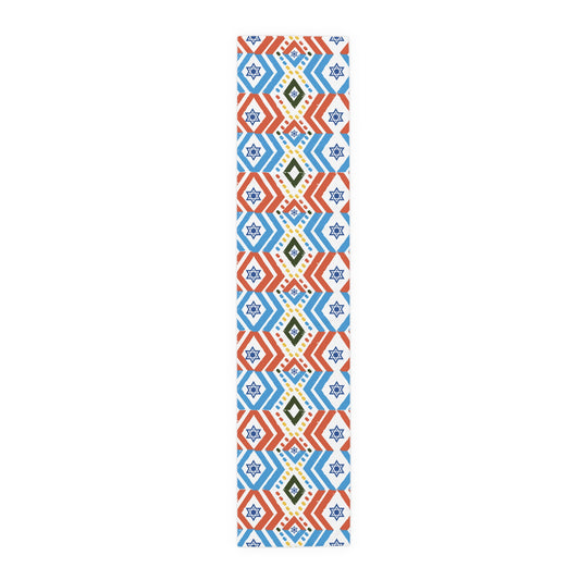 Jewish Bold Vibrant Colors | Jewish Holiday Themed | Table Runner | by Far Out Prints & Co.